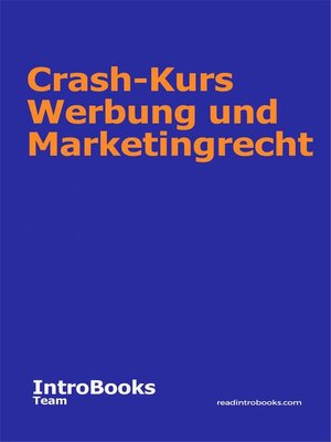 cover image of Crash-Kurs Werbung und Marketingrecht